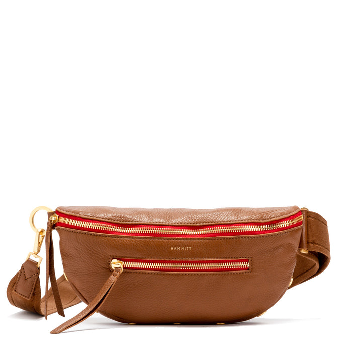 HAMMITT CHARLES CROSSBODY SLING BAG - MAHOGANY PEBBLE/BRUSHED GOLD