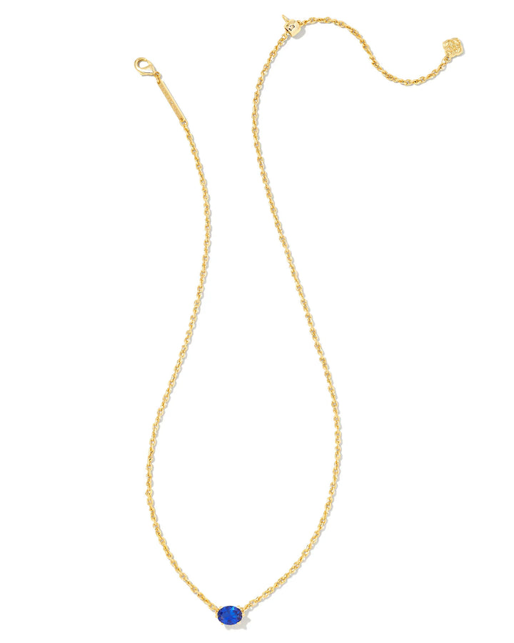 KENDRA SCOTT CAILIN CRYSTAL PENDANT NECKLACE GOLD BLUE CRYSTAL