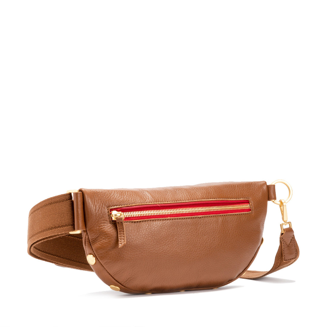 HAMMITT CHARLES CROSSBODY SLING BAG - MAHOGANY PEBBLE/BRUSHED GOLD