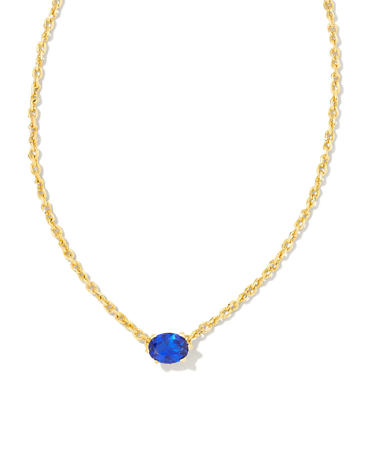 KENDRA SCOTT CAILIN CRYSTAL PENDANT NECKLACE GOLD BLUE CRYSTAL