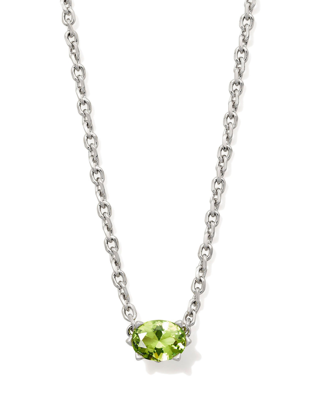 KENDRA SCOTT CAILIN PENDANT NECKLACE - RHODIUM GREEN PERIDOT CRYSTAL