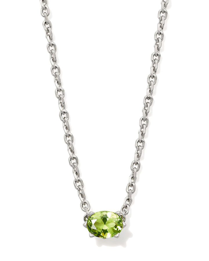 KENDRA SCOTT CAILIN PENDANT NECKLACE - RHODIUM GREEN PERIDOT CRYSTAL