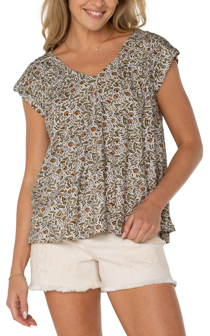 SHORT SLEEVE DOLMAN TIE BACK KNIT TOP - OLIVE LEAF
