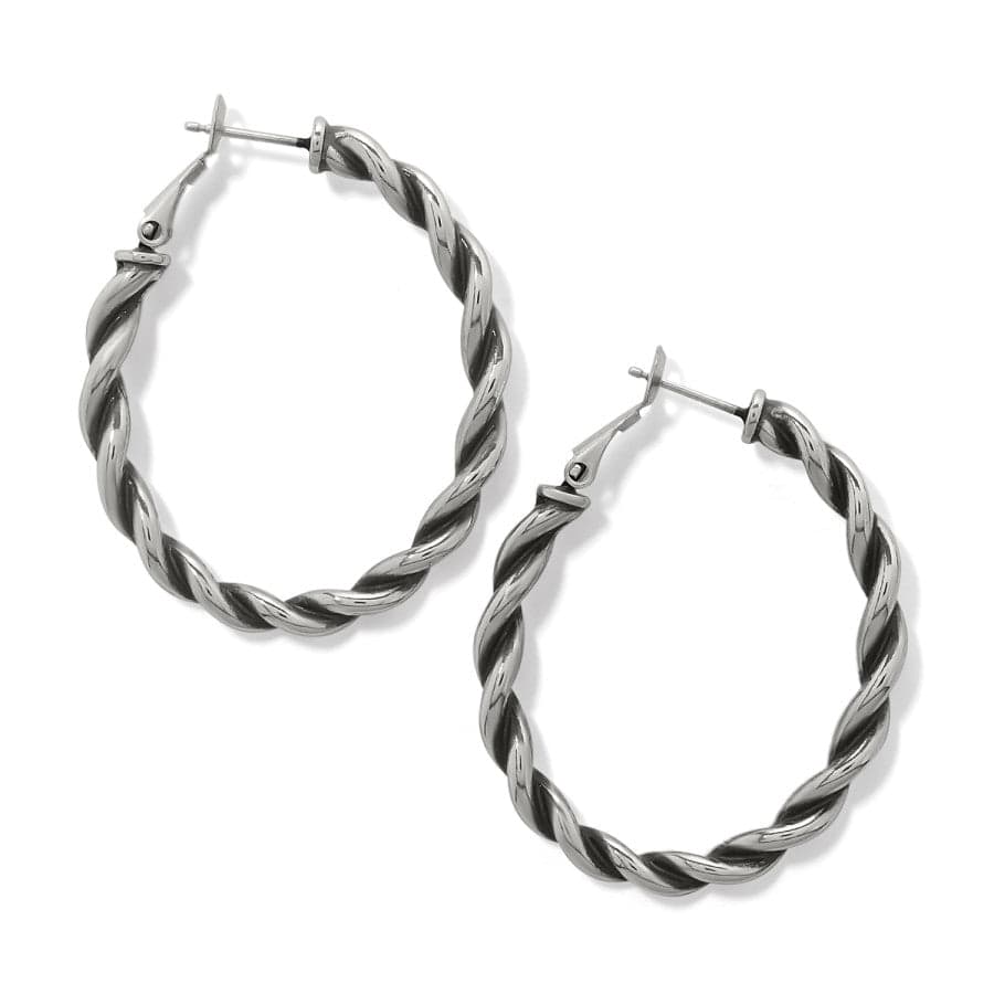INTERLOK TWIST OVAL LEVERBACK HOOP EARRINGS - SILVER -