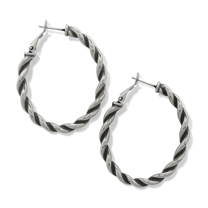 INTERLOK TWIST OVAL LEVERBACK HOOP EARRINGS - SILVER -