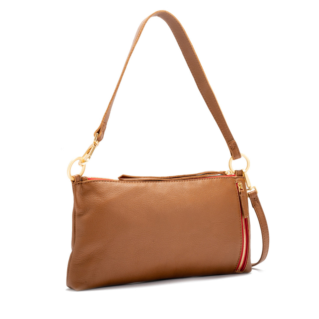 HAMMITT KYLE SHOULDER BAG - MAHOGANY PEBBLE/BRUSHED GOLD