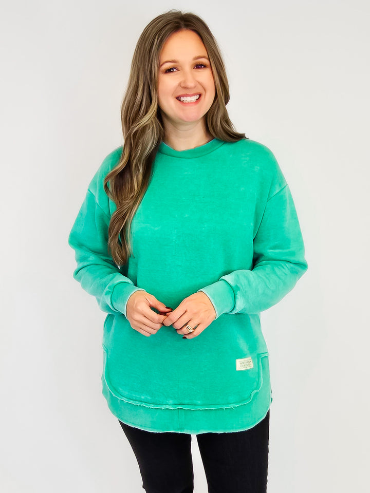 SOUTHERN COUTURE COMFY ROUND HERE TOP - ISLAND GREEN