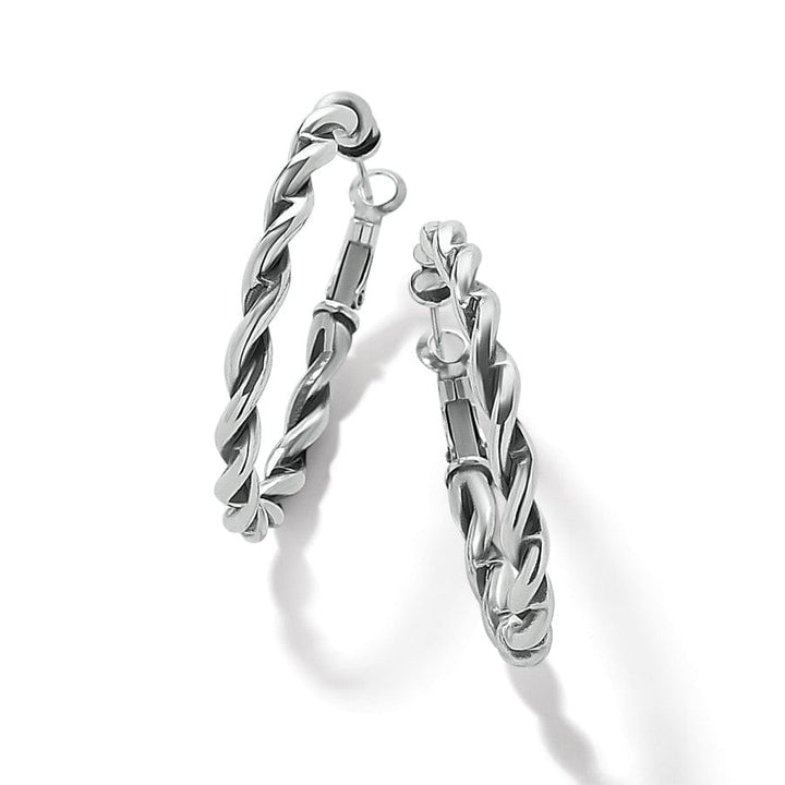 INTERLOK TWIST OVAL LEVERBACK HOOP EARRINGS - SILVER -