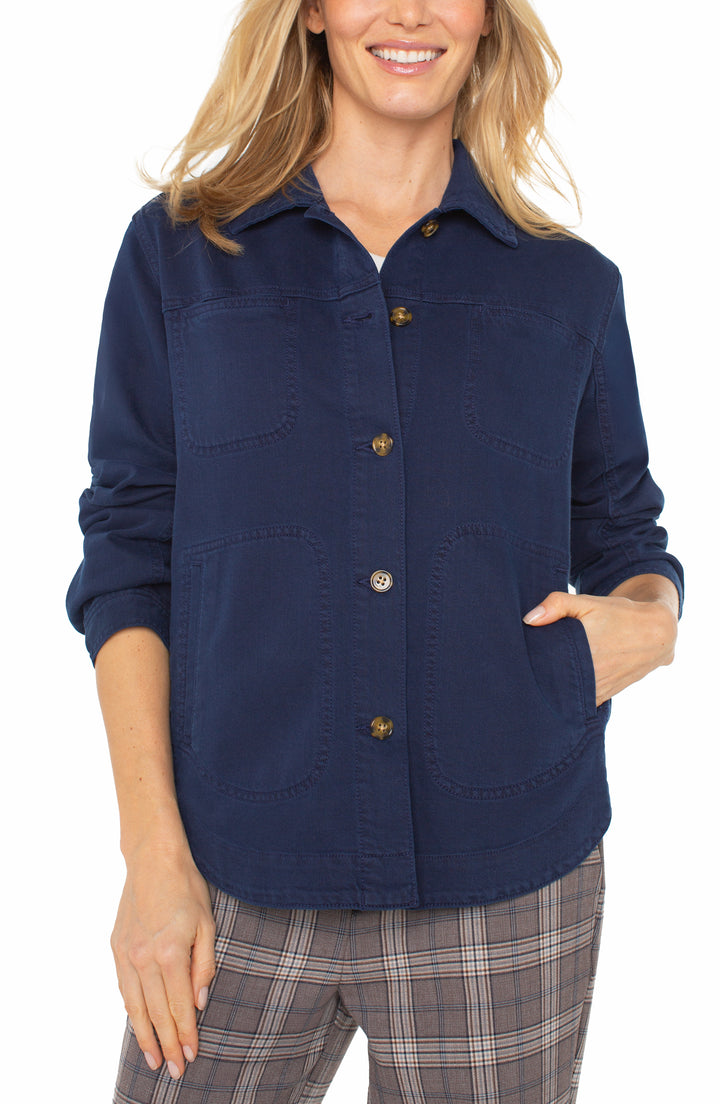 COLLARED SHIRT JACKET - NAVY DUSK