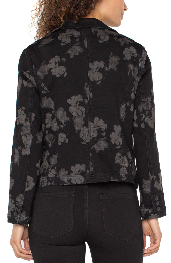 NOTCH COLLAR ONE BUTTON BLAZER - ALL OVER FLORAL
