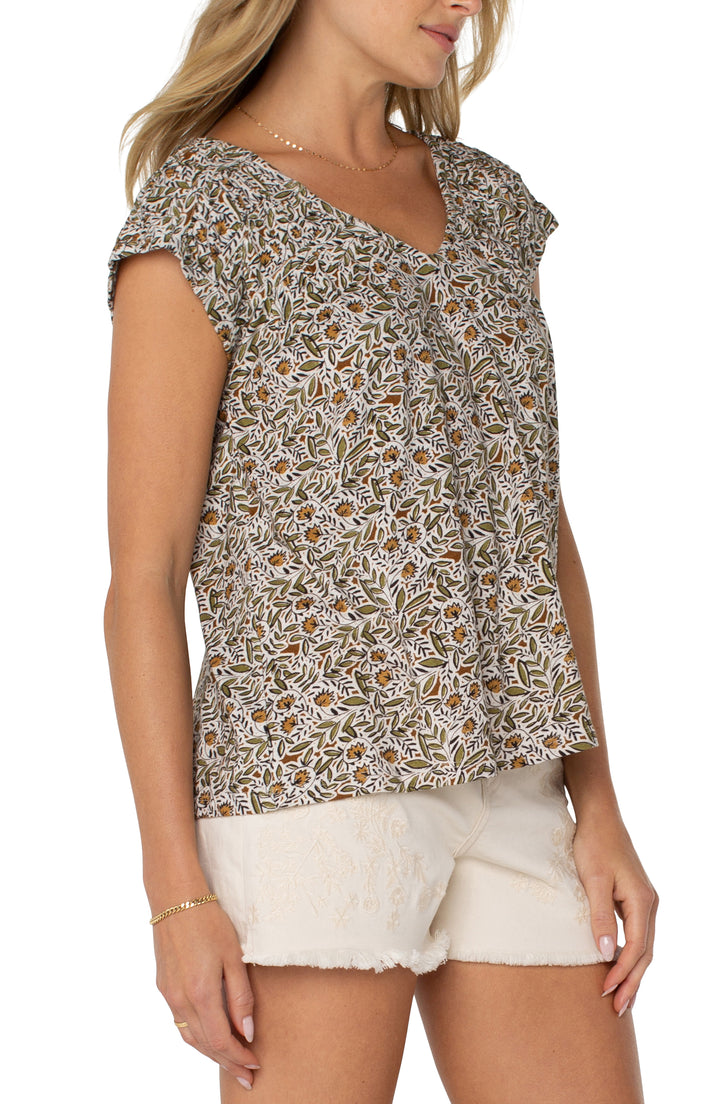 SHORT SLEEVE DOLMAN TIE BACK KNIT TOP - OLIVE LEAF