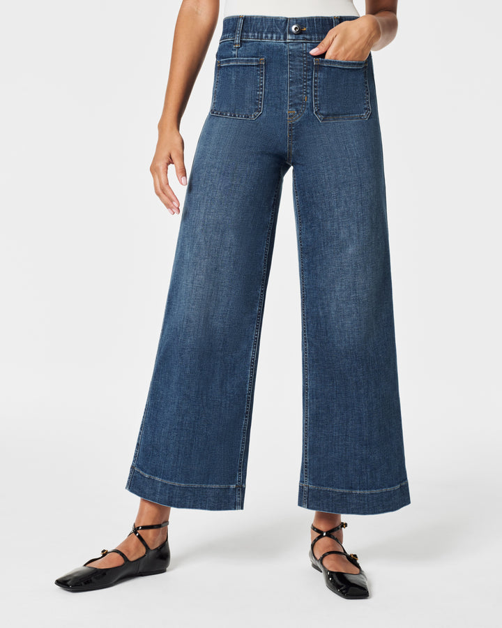 SPANX CROPPED WIDE LEG JEANS - SHADED BLUE