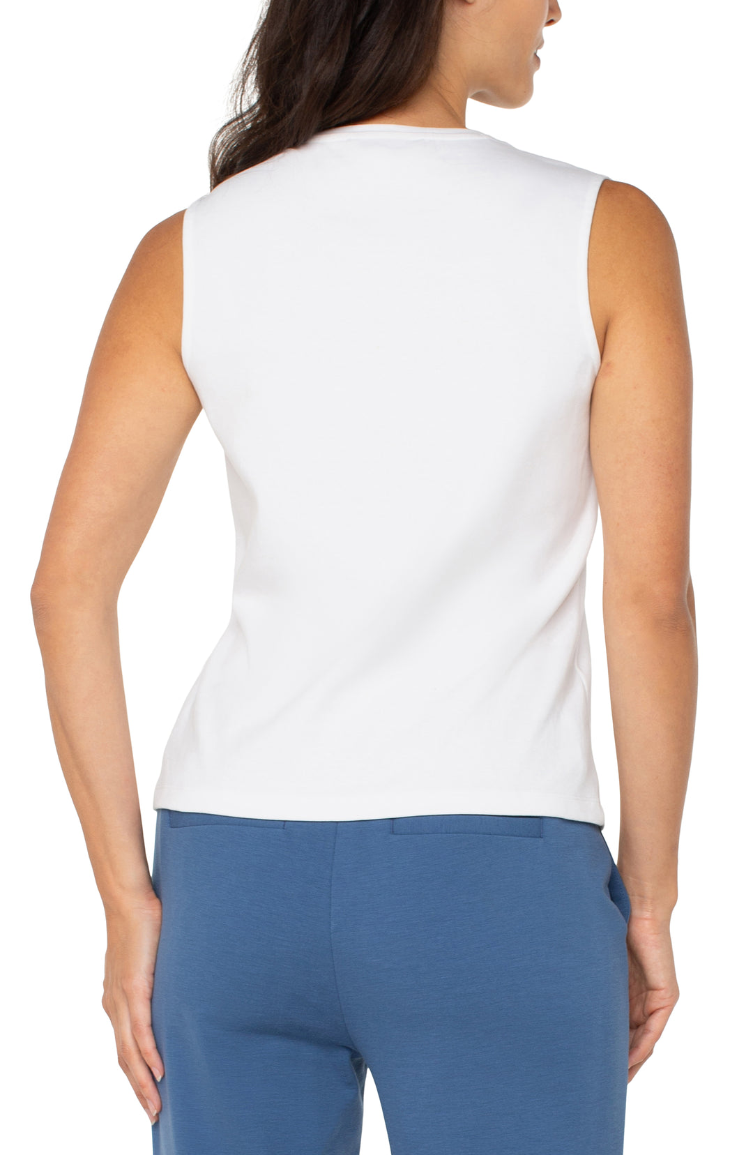 SLEEVELESS VNECK KNIT TOP - WHITE