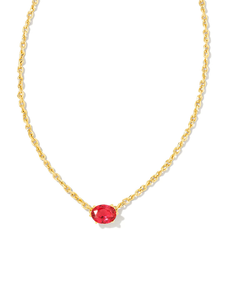 KENDRA SCOTT CAILIN CRYSTAL PENDANT NECKLACE - GOLD RED CRYSTAL