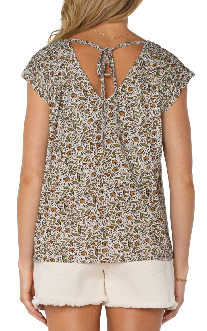 SHORT SLEEVE DOLMAN TIE BACK KNIT TOP - OLIVE LEAF