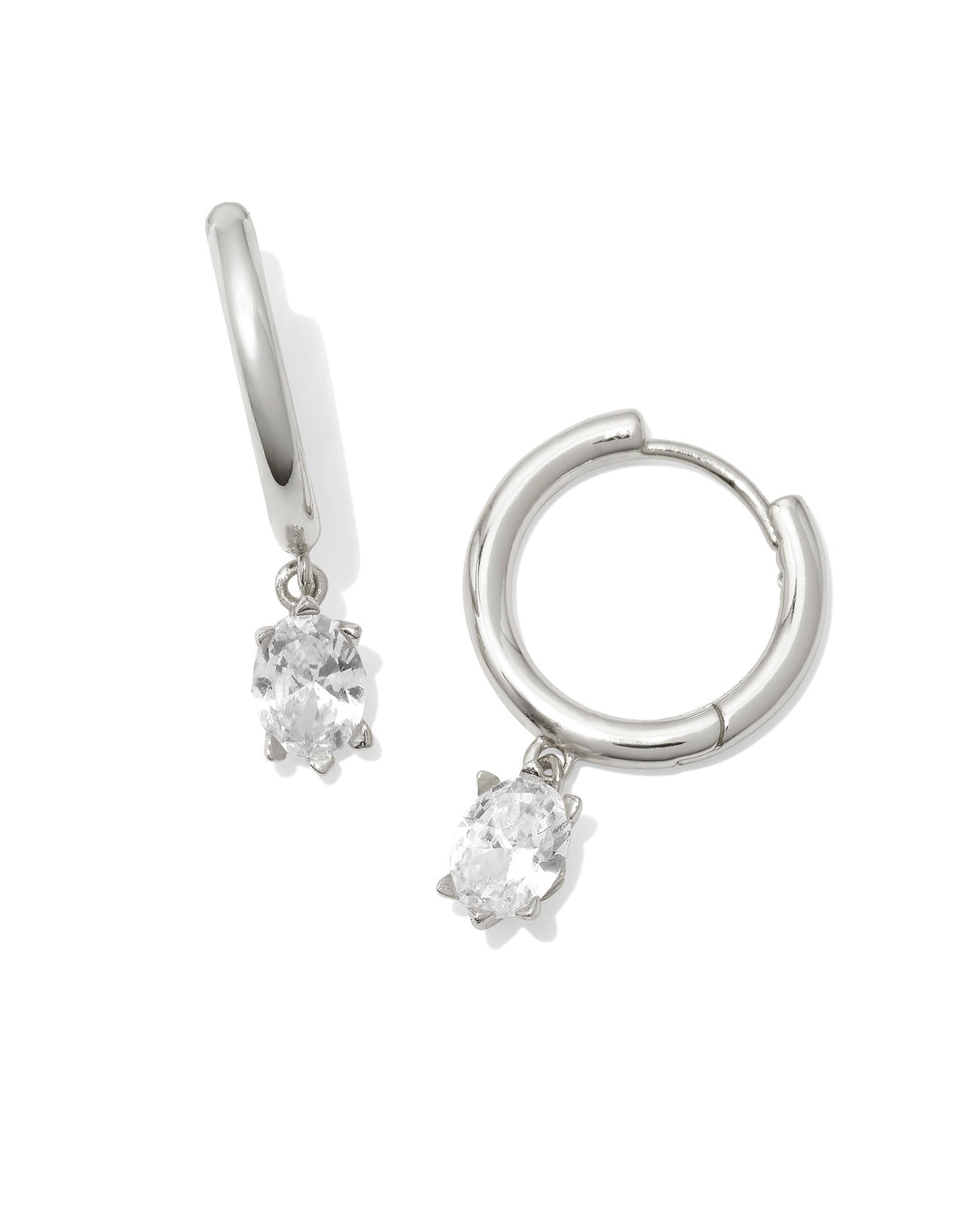 KENDRA SCOTT CAILIN SINGLE STONE HUGGIE EARRINGS - SILVER