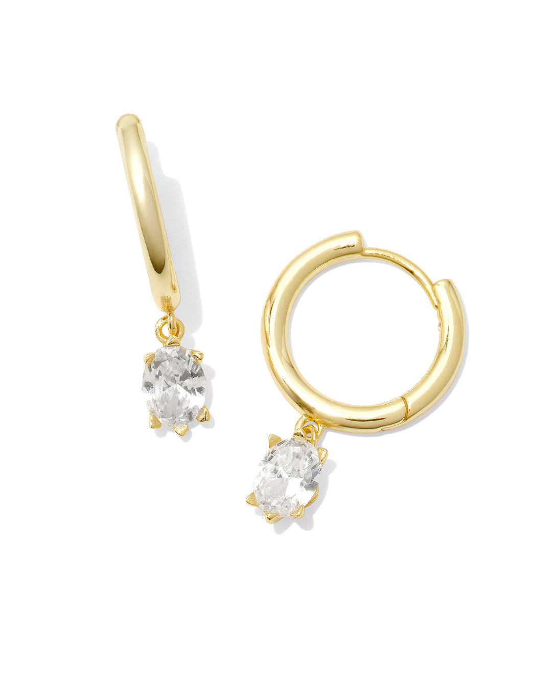 KENDRA SCOTT CAILIN SINGLE STONE HUGGIE EARRINGS - GOLD