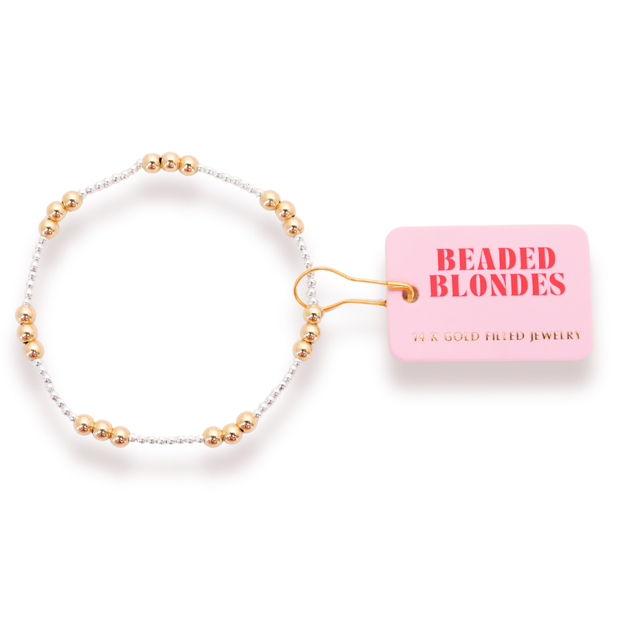 7.25" ILY BRACELET IN SILVER W/GOLD