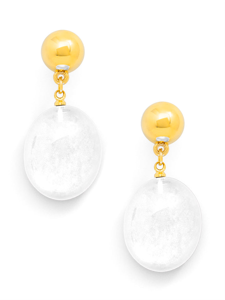 RESIN GLISTENING PEBBLE DROP EARRING - WHITE