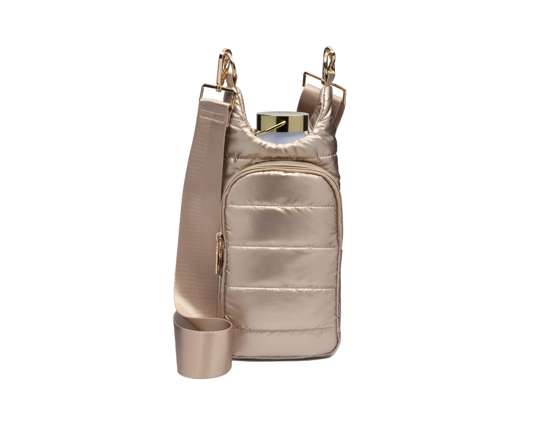 CROSSBODY HYDROBAG W/SOLID STRAP - GOLD SHINY W/GOLD STRAP