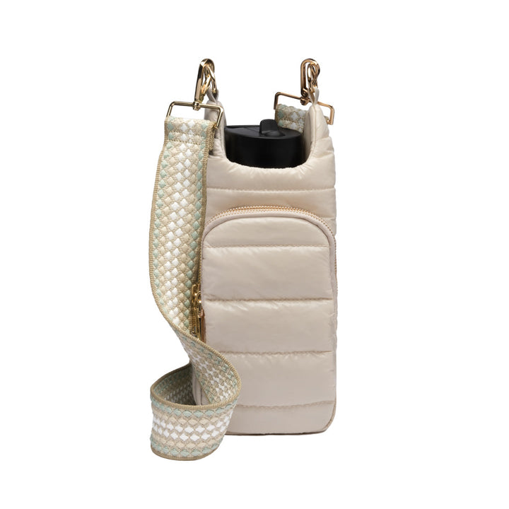 CROSSBODY HYDROBAG W/SEAFOAM PATTERNED STRAP - IVORY GLOSSY