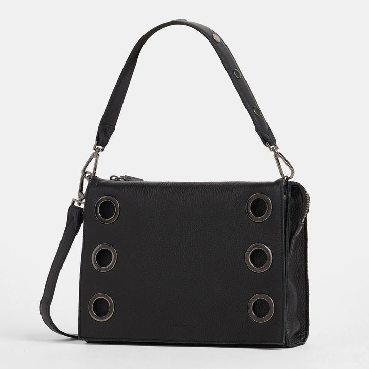 HAMMITT MONTANA CLUTCH LARGE - BLACK LUGANO/GUNMETAL