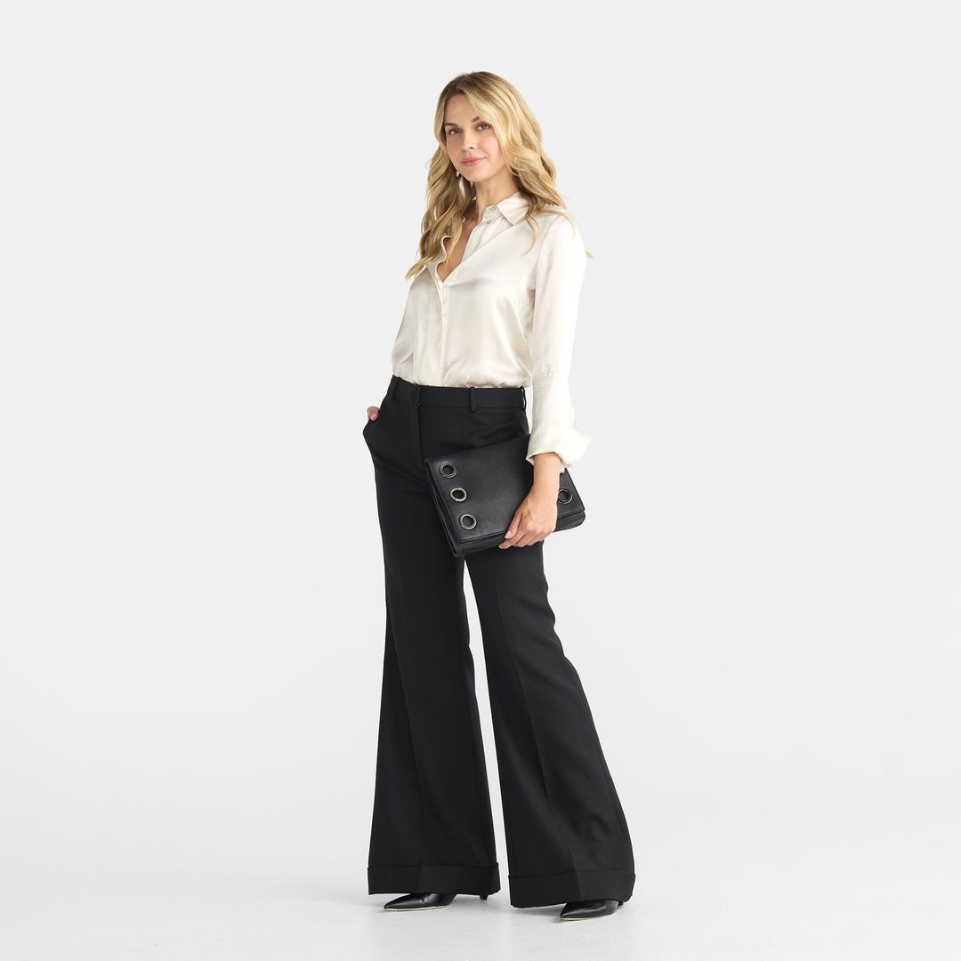 HAMMITT MONTANA CLUTCH LARGE - BLACK LUGANO/GUNMETAL