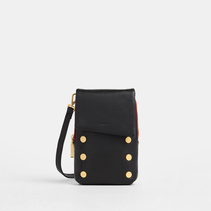 HAMMITT VIP MOBILE CROSSBODY - BLACK/BRUSHED GOLD RED ZIP