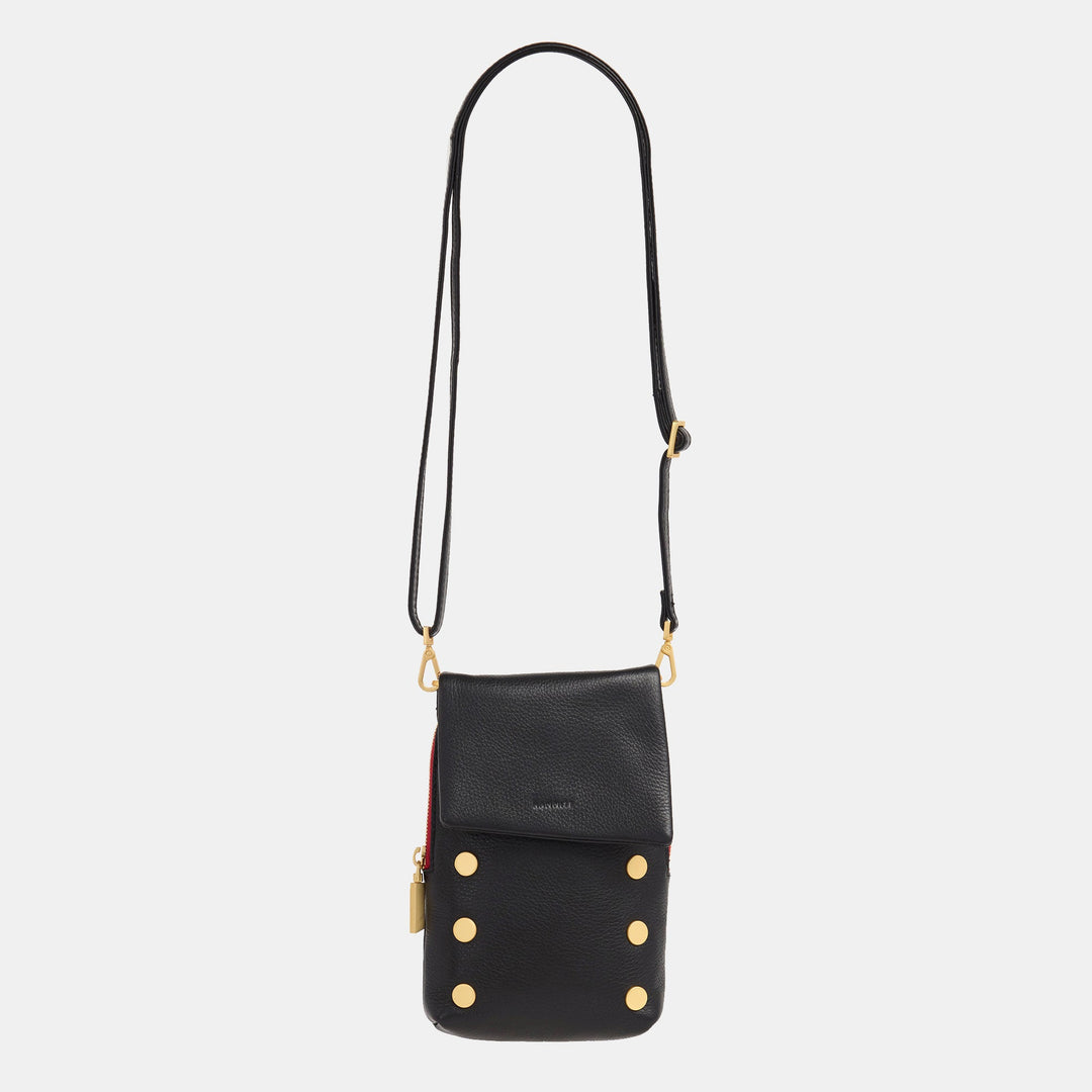 HAMMITT VIP MOBILE CROSSBODY - BLACK/BRUSHED GOLD RED ZIP