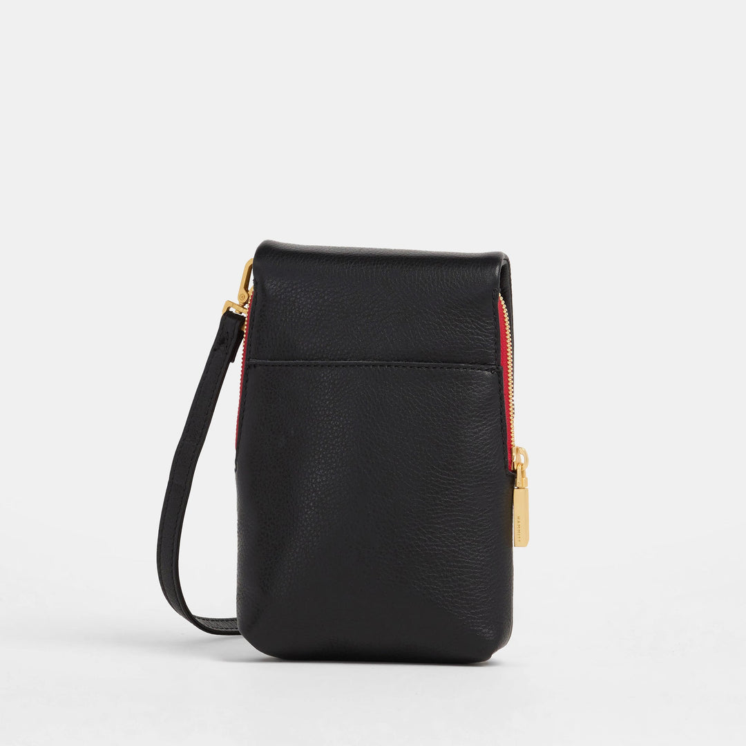 HAMMITT VIP MOBILE CROSSBODY - BLACK/BRUSHED GOLD RED ZIP