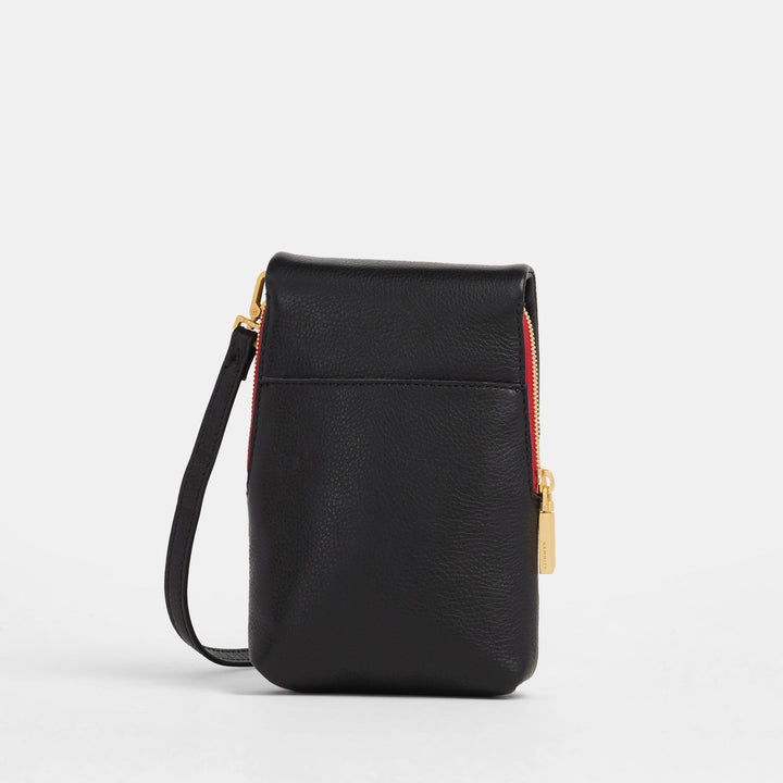 HAMMITT VIP MOBILE CROSSBODY - BLACK/BRUSHED GOLD RED ZIP