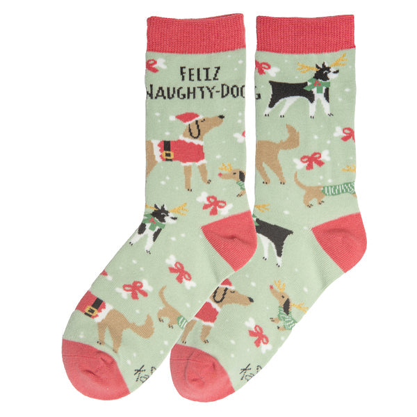 HOLIDAY SOCKS - FELIZ NAUGHTY DOG
