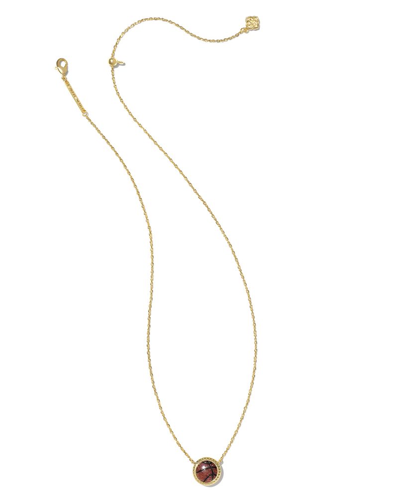 KENDRA SCOTT BASKETBALL SHORT PENDANT NECKLACE - GOLD ORANGE GOLDSTONE