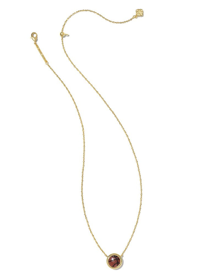 KENDRA SCOTT BASKETBALL SHORT PENDANT NECKLACE - GOLD ORANGE GOLDSTONE