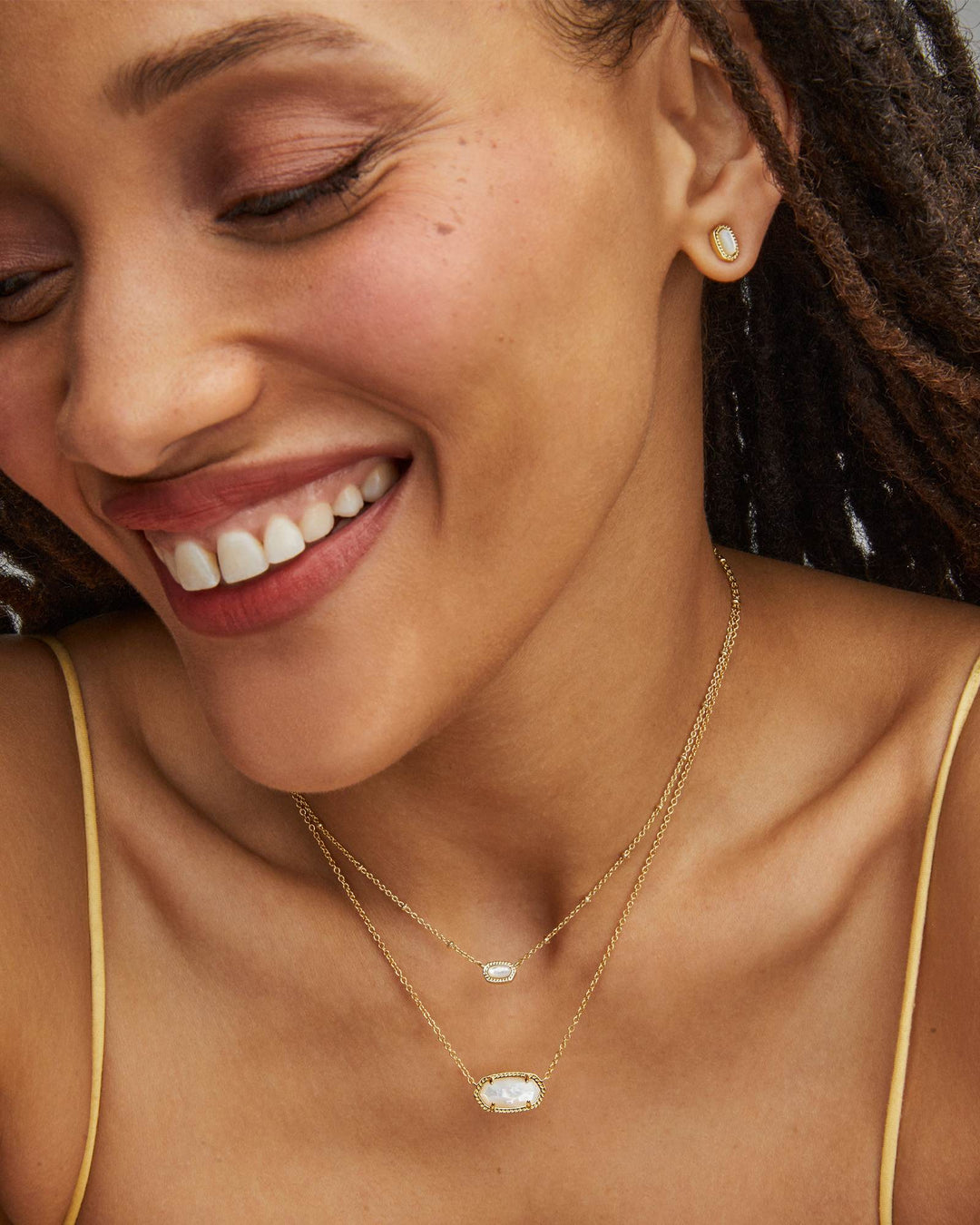 KENDRA SCOTT MINI ELLIE GOLD STUD EARRINGS - IVORY MOP