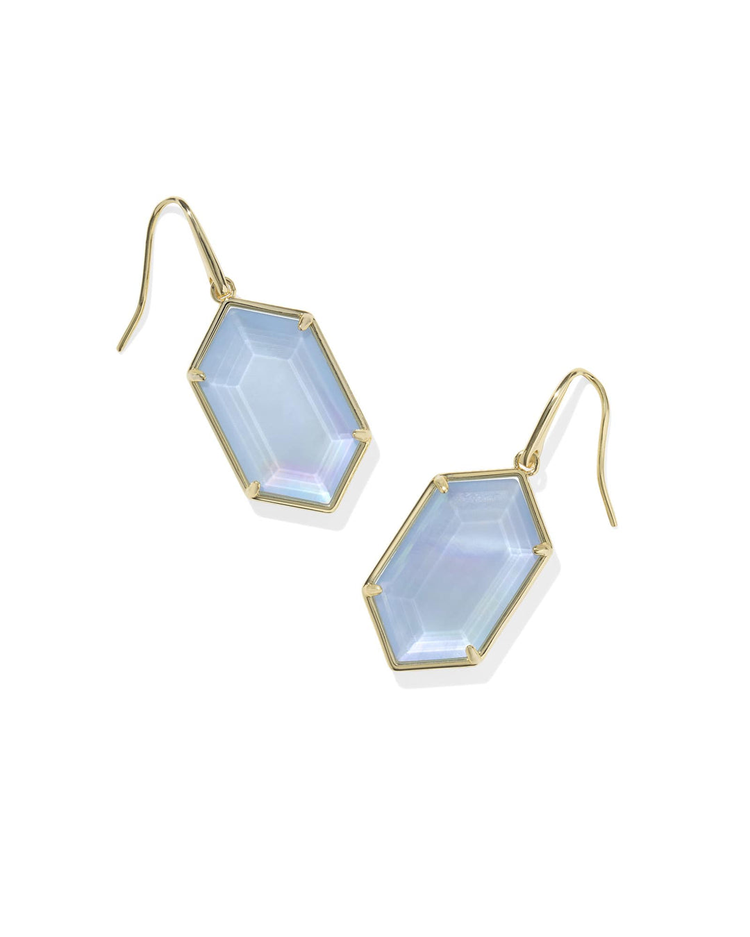 KENDRA SCOTT HALLIE DROP EARRINGS - GOLD SKY BLUE MOP