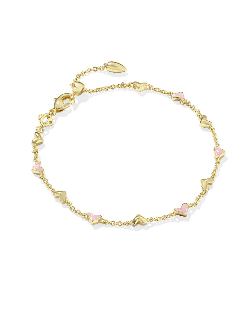 KENDRA SCOTT HAVEN DELICATE CHAIN BRACELET - GOLD PINK ENAMEL