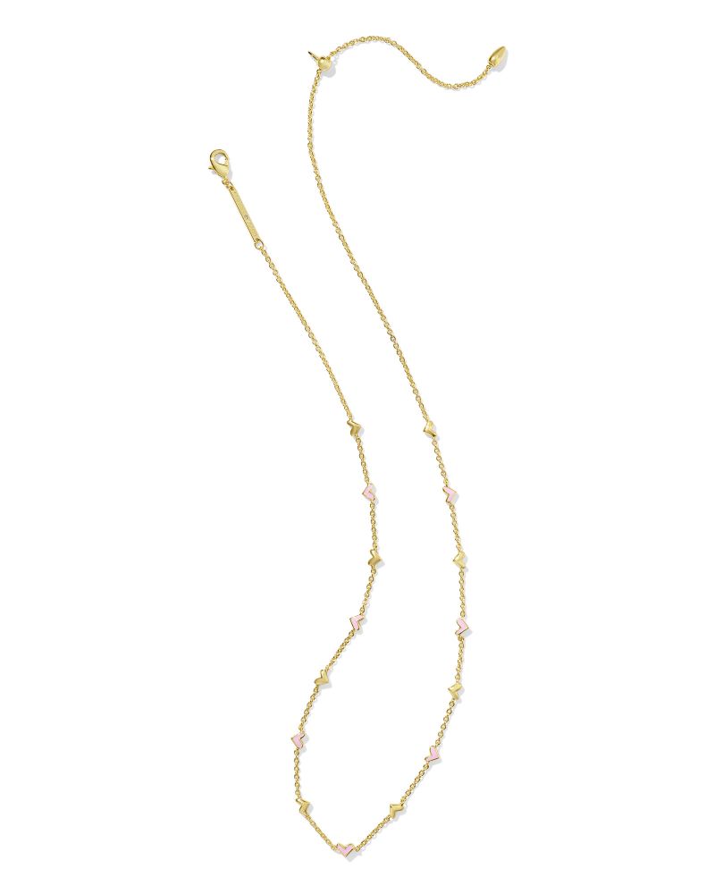 KENDRA SCOTT HAVEN STRAND NECKLACE - GOLD PINK ENAMEL