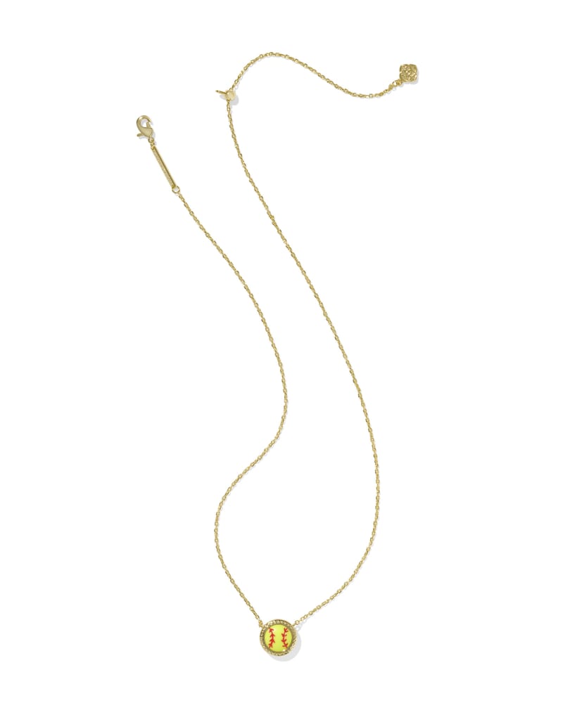 KENDRA SCOTT SOFTBALL SHORT PENDANT NECKLACE - GOLD CHARTREUSE MAGNESITE