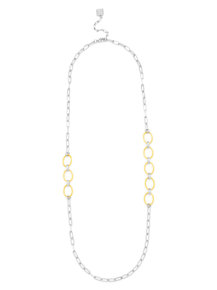 TWO TONE OVAL LINK LONG NECKLACE
