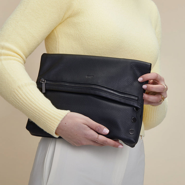 HAMMITT VIP MEDIUM CROSSBODY CLUTCH - BLACK/GUNMETAL