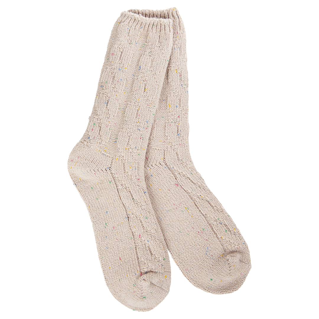 WORLD'S SOFTEST RAGG CABLE CREW SOCK - OATMEAL CONFETTI