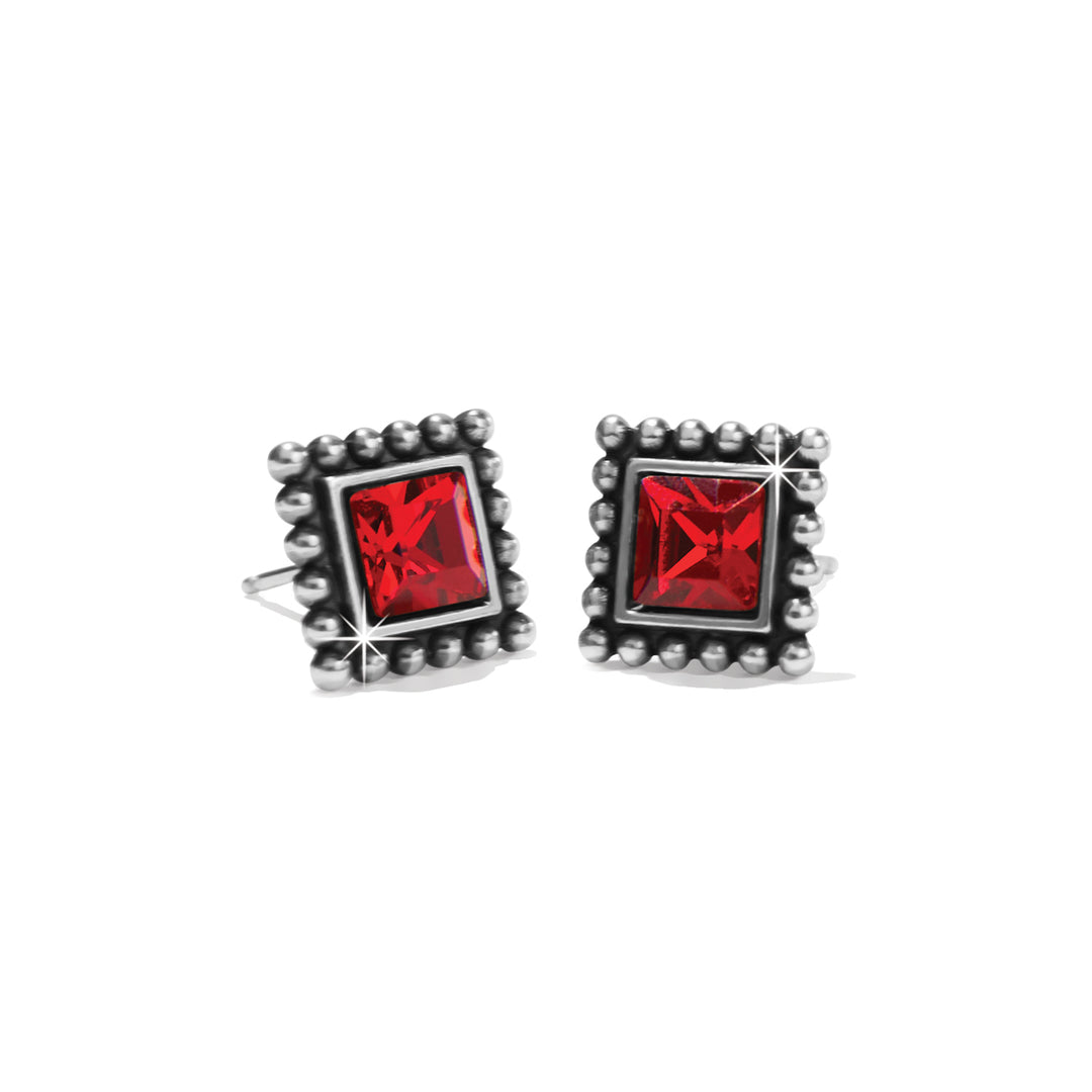 SPARKLE SQUARE MINI POST EARRINGS - RED