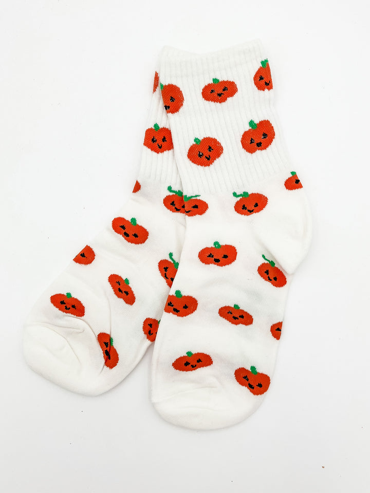 HALLOWEEN CREW SOCKS - PUMPKINS - WHITE