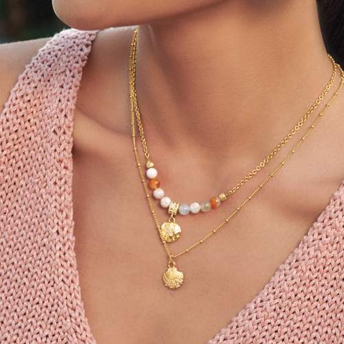 SUNSET COVE SHORT NECKLACE - GOLD-PINK