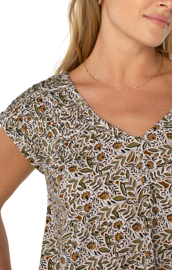SHORT SLEEVE DOLMAN TIE BACK KNIT TOP - OLIVE LEAF
