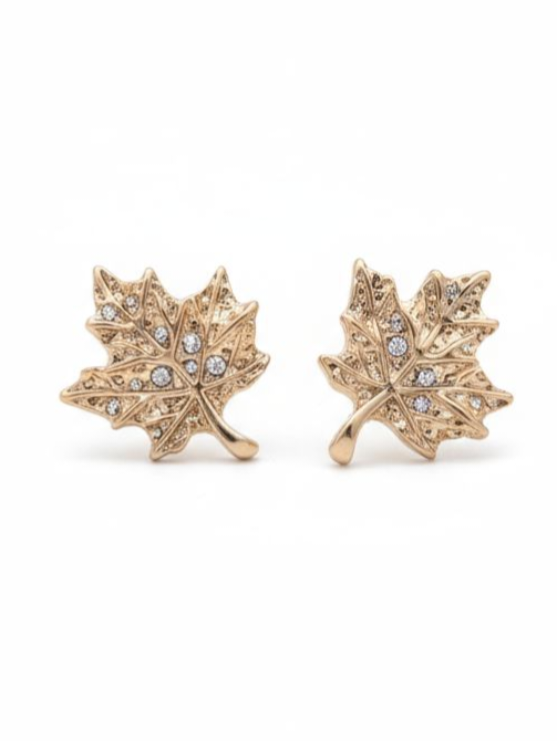 1/4" ENAMEL STUD EARRINGS, LEAF
