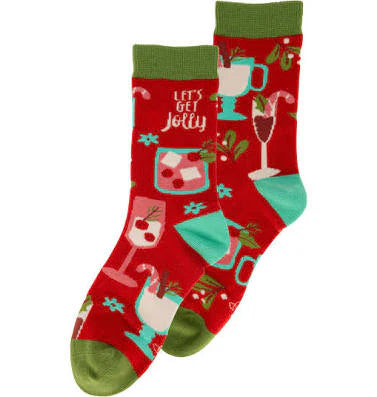 HOLIDAY SOCKS - COCKTAILS LET'S GET JOLLY