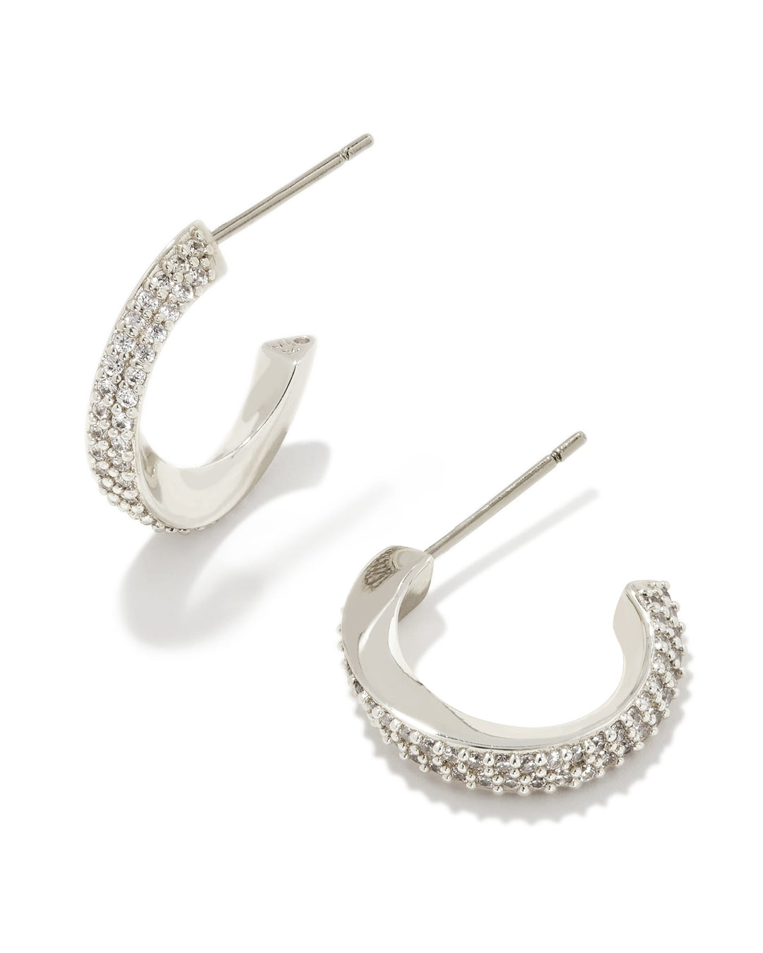 ELLA HUGGIE EARRINGS - SILVER WHITE CZ