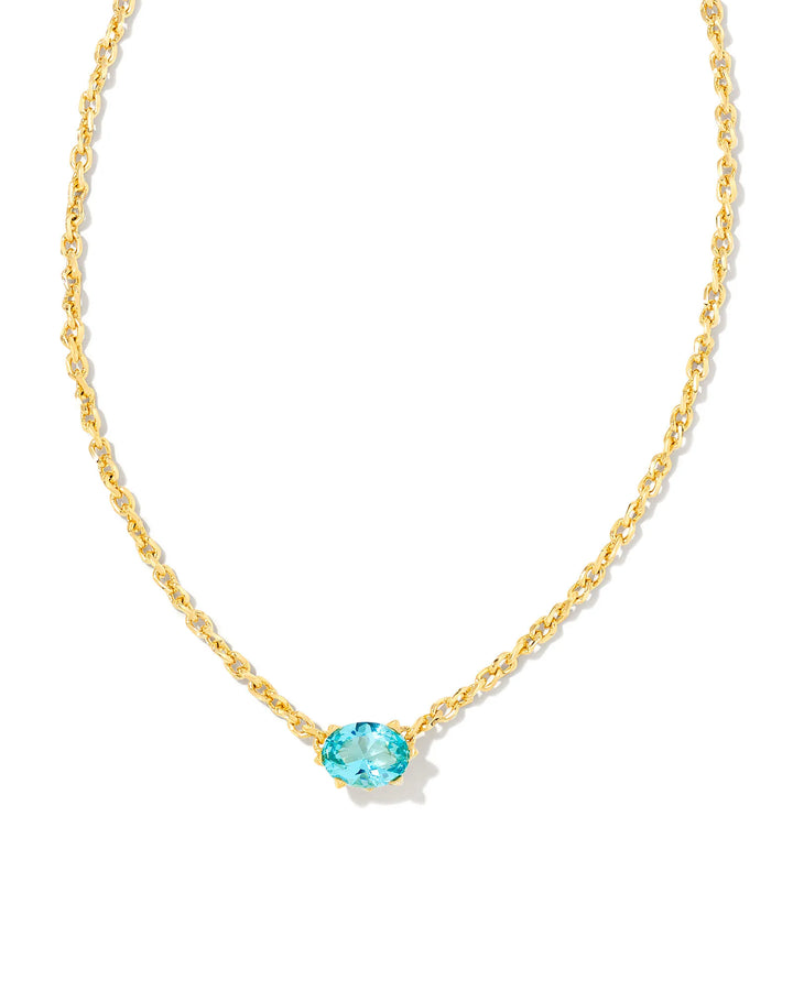 KENDRA SCOTT CAILIN CRYSTAL PENDANT NECKLACE - GOLD AQUA CRYSTAL